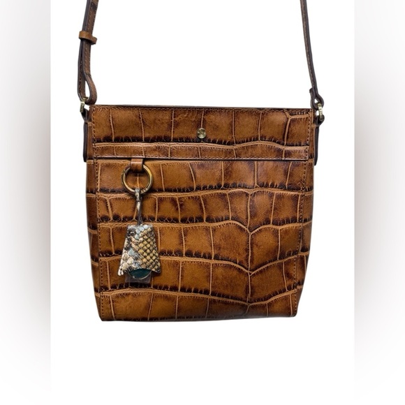 NWOT G.l.L.I. Croco Brown Leather North/ South Andria Crossbody - Picture 3 of 11